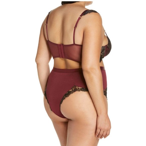 NWOT Oh La La Cheri Eyelash Lace Underwire Bra & High Waist Panties Set Size 2X - Picture 2 of 5